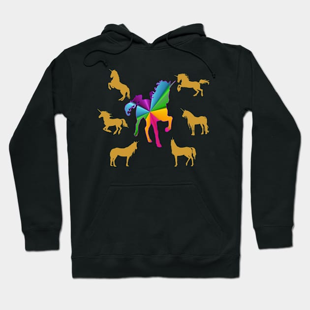 Rainbow Unicorns Hoodie by Peter the T-Shirt Dude